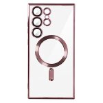 Coque - avizar - samsung s23 ultra - protection cam�ra transparente - anneau magn�tique - rose