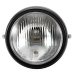 Coque en métal et lentille en verre faisceau bas 35w phare de moto rond phare led de moto noir 5. 75in ... Coque en métal et lentille en verre faisceau bas 35w phare de moto rond phare led de moto noir 5. 75in ...