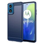 Coque pour motorola moto g04 / g24 - housse etui silicone gel carbone + verre trempe - bleu fonce