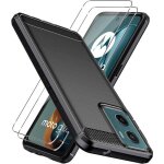 Coque pour motorola moto g05 / moto e15 + 2 verres tremp� - etui housse carbone vitre ecran verre tremp� ...
