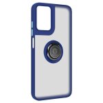 Coque pour motorola moto g24 - avizar - bague mtallique support vido - bleu