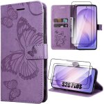 Coque rabat - booling - pour samsung galaxy s26 plus - synth�cuir motif papillon violet - 2 vitres