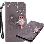 Coque samsung a21s �tui en cuir coque avec dragonne brillant flip portefeuille housse motif hibou glitter ...