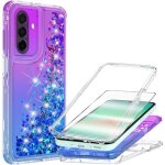 Coque pour samsung galaxy a17 - kal - 4g / 5g tpu + 1 verre tremp� paillet� antichoc violet / bleu