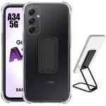 Coque - samsung - galaxy a34 5g - silicone transparent - antichoc - support ajustable noir Coque - samsung - galaxy a34 5g - silicone transparent - antichoc - support ajustable noir