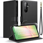 Coque pour samsung galaxy a56 5g avec 1 morceau de verre tremp� housse en cuir pu premium �tui � rabat ...