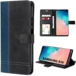Coque de protection pour samsung galaxy s10 - booling - effet cuir - bicolore bleu marine - anti rayure ...