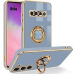 Coque - samsung - galaxy s10e - antichoc - support rotatif - bleu