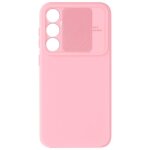 Coque - samsung - galaxy s23 fe - silicone gel flexible - cache camra coulissant - rose