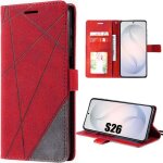 Coque pour samsung galaxy s26 protection cuir synth�tique antichoc anti - rayures rouge gris