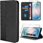 Coque pour samsung galaxy s26 ultra cuir synth�tique antichoc - noir - 2 verres tremp�s