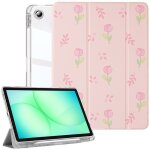 Coque pour samsung galaxy tab a11 plus / a9 plus protection antichoc motif fleur avec porte - stylet