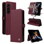 Coque pour samsung galaxy z fold 4 etui en cuir souple avec fermeture aimante - rouge bleu housse