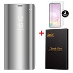 Coque samsung note 20 + [2 pack] verre tremp miroir flip case avec stand housse protection tui pour ...