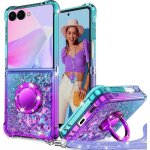 Coque scintillante pour samsung galaxy z flip 7 - kal - scintillante avec anneau support et cordon violette ...