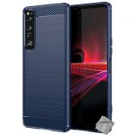 Coque silicone gel carbone pour sony xperia 1 iv + film ecran - bleu fonce Coque silicone gel carbone pour sony xperia 1 iv + film ecran - bleu fonce
