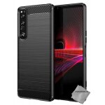 Coque silicone gel carbone pour sony xperia 1 iv + verre trempe - noir Coque silicone gel carbone pour sony xperia 1 iv + verre trempe - noir