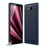 Coque silicone gel carbone pour sony xperia 10 + film ecran - bleu fonce