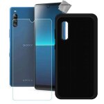 Coque silicone gel fine pour sony xperia l4 + film ecran - noir