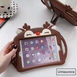 Coque en silicone souple avec support pour tablette pour enfants aver ipad mini 1 2 3 - brown deer