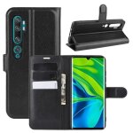 Coque xiaomi mi note 10 noir couleur pure rtro cuir silicone souple solide folio protection 360 antichoc ...