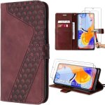 Etui pour smartphone - xiaomi - redmi note 12 pro / 11 pro - rouge - cuir pu - design gomtrique