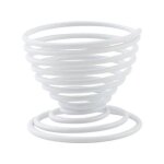 Coquetier - point virgule - 5 cm - blanc - acier �poxy - nettoyage facile au lave - vaisselle