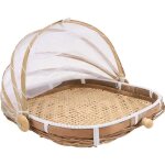 Corbeille  fruits en bambou avec protection anti - mouches - plateau de service alimentaire - couvercle ...