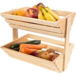 Corbeille à fruits en bois à deux Étages - creative home - support de rangement - fruits légumes Corbeille à fruits en bois à deux Étages - creative home - support de rangement - fruits légumes
