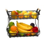 Corbeille  fruits en fer forg  double couche tagre  fruits amovible corbeille  lgumes panier ...