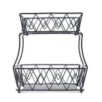 Corbeille � fruits rectangle noire � 2 niveaux cadre en fer paniers de rangement pour fruits et l�gumes ...