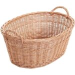 Corbeille  linge en osier naturel panier de rangement en forme ovale avec 2 anses