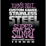 Cordes pour guitare �lectrique - ernie ball - stainless steel super light 9 - 42 2248
