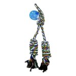 Jouet chien - corde  mcher - noeud de force - multicolore - 9x5x37 cm - entranement dentaire