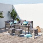 Cordoba salon de jardin r�sine noir gris 8places