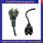 Cordon pour chargeur ordinateur pc portable acer hp toshiba dell sony ue / eu iec 320 c5 c�ble secteur ...