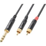 Cordon jack 6. 35 mm stro - pd connex - 2 x rca mle - 1. 5 m - transmission du signal - fiches mtalliques ...
