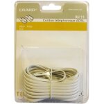 Cordon rj11 haut - dbit adsl mle / rj45 mle 5 m - blanc