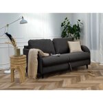 Cosmos - canapé 3 places convertible - couchage quotidien matelas 11 cm - en tissu - gris anthracite Cosmos - canapé 3 places convertible - couchage quotidien matelas 11 cm - en tissu - gris anthracite