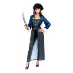Costume - capitaine pirate - femme - bleu - polyester - int�rieur