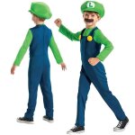 Costume de carnaval super mario luigi - disguise - enfant 7 - 8 ans - bleu vert blanc
