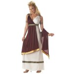 Costume d�esse romaine - california costume - robe blanche et bordeaux - bracelets de bras et m�daillons ...