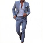Costume homme 2 pi�ces lin classique - veste et pantalon - taille eu - bleu clair