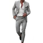 Costume homme 2 pi�ces lin classique - veste et pantalon - taille eu - gris clair