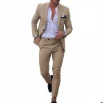 Costume homme 2 pi�ces lin classique - veste et pantalon - taille eu - kaki