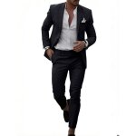 Costume homme 2 pi�ces lin classique - veste et pantalon - taille eu - noir