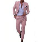 Costume homme 2 pi�ces lin classique - veste et pantalon - taille eu - rose