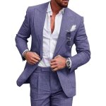 Costume homme ? deux pi�ces lin ? slim chic ? grand taille ? hommebleu clair