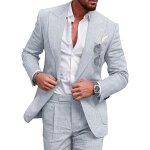 Costume homme ? deux pi�ces lin ? slim chic ? grand taille ? hommegris clair