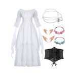 Costume m�di�val - robe vl029 - femme - taille l - accessoires inclus - gothique blanc